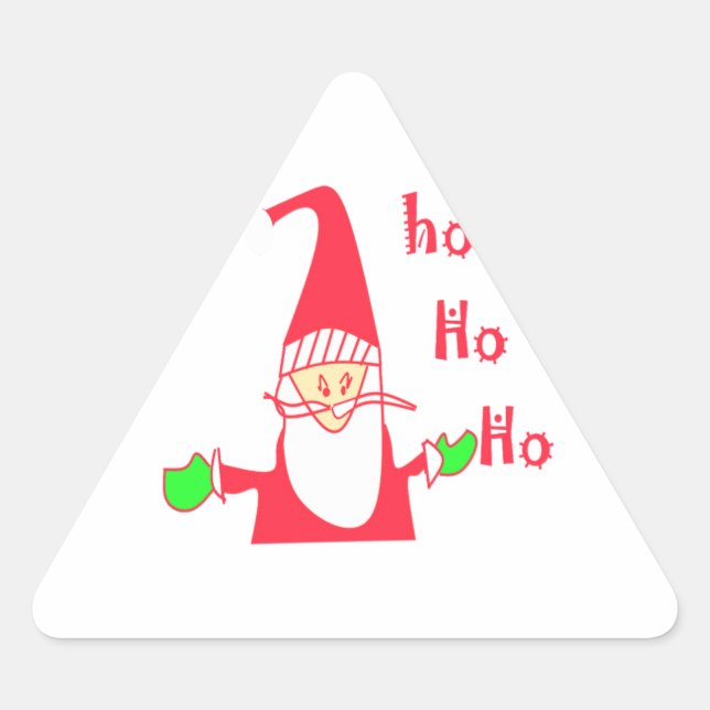 Merry Christmas Merry Christmas Funny Santa Hohoho Triangle Sticker (Front)