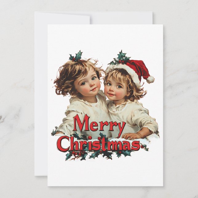 Merry Christmas - Merry Christmas with Cute Child Invitation (Front)