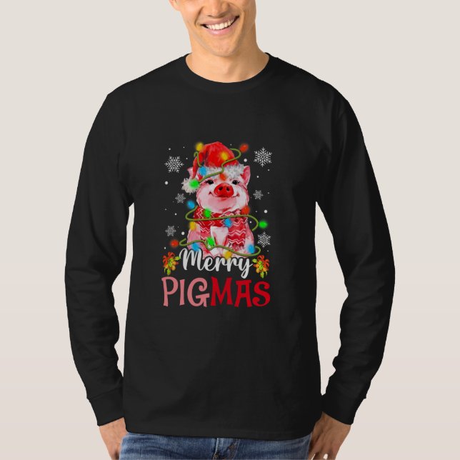 Merry Christmas Merry Pigmas Cute Pig Funny Xmas  T-Shirt (Front)