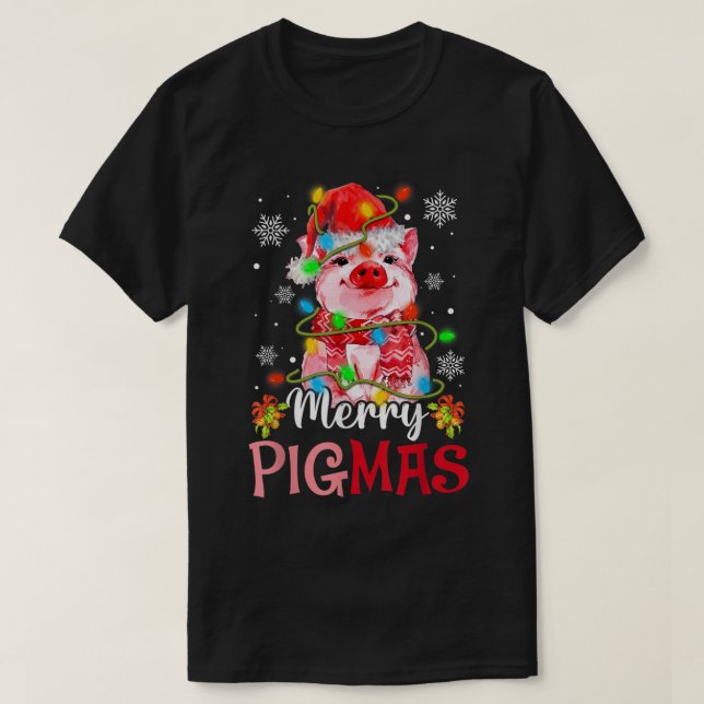 Merry Christmas Merry Pigmas Cute Pig Funny Xmas T-Shirt (Design Front)