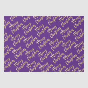 Merry Christmas metallic gold script purple Tissue Paper