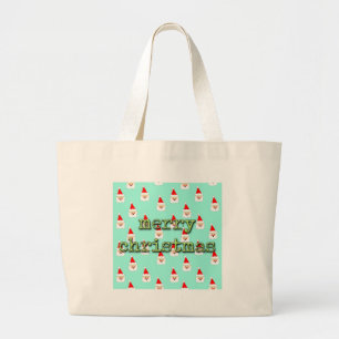 merry christmas mid century modern santa claus large tote bag
