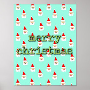 merry christmas mid century modern santa claus poster