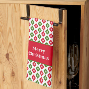 Merry Christmas Mid Century Modern Star Ornament Tea Towel