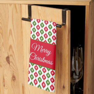Merry Christmas Mid Century Modern Star Ornament Tea Towel