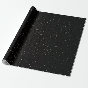 Merry Christmas Mini Gold Star Patterns in Black Wrapping Paper