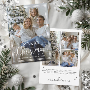 Merry Christmas Minimal Elegant Photo  Holiday Card