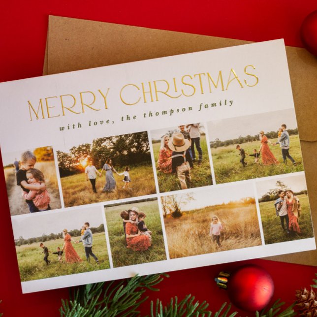 Merry Christmas Minimal Gold Foil Eight Photo (Creator Uploaded)