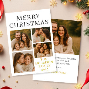 Merry Christmas Minimal Luxury Photo Holiday Card