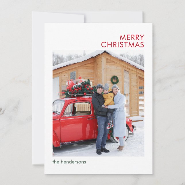 Merry Christmas Minimal Modern Photo Holiday Card (Front)