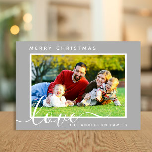 Merry Christmas Minimal Simple Family Photo  Holiday Card