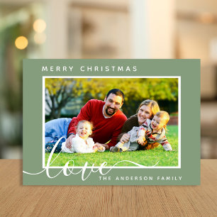 Merry Christmas Minimal Simple Family Photo  Holiday Card