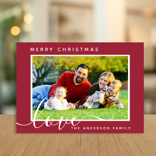 Merry Christmas Minimal Simple Family Photo  Holiday Card