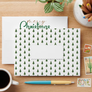 Merry Christmas minimal Watercolor pine trees Envelope