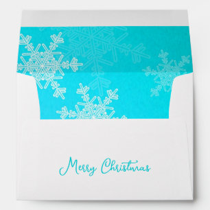 Merry Christmas Minimalist Blue Snowflakes Envelope