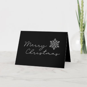 Merry Christmas Minimalist Elegant Black and White Holiday Card