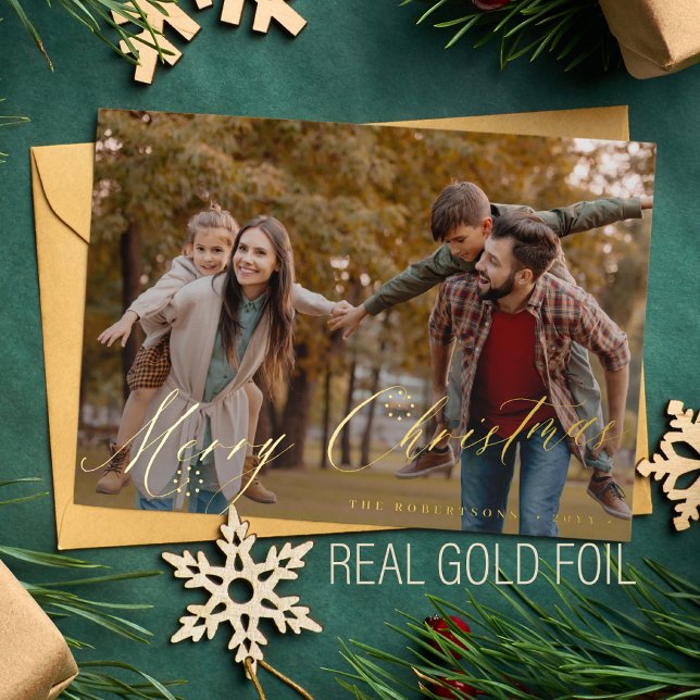 Merry Christmas minimalist gold snowflakes photo (Creator Uploaded)