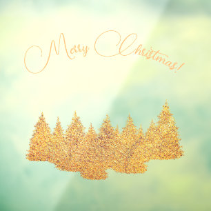 Merry Christmas - minimalist - golden fir trees