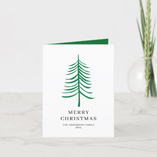 Merry Christmas Minimalist Green Modern Tree Holiday Card