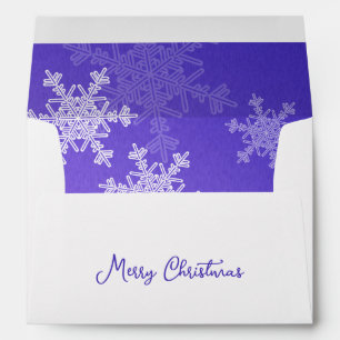 Merry Christmas Minimalist Indigo Snowflakes Envelope