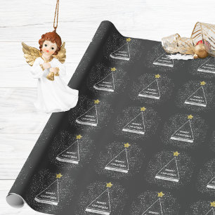 Merry Christmas Minimalist Modern Glitter Star Wrapping Paper