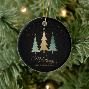 Merry Christmas Minimalist Pine Trees Black Ceramic Tree Decoration