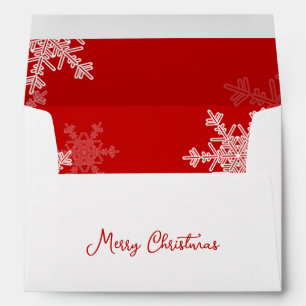 Merry Christmas Minimalist Red Snowflakes Envelope