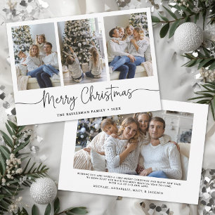 Merry Christmas Minimalist Script Elegant Photo  Holiday Card