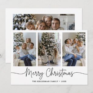 Merry Christmas Minimalist Script Elegant Photo Holiday Card