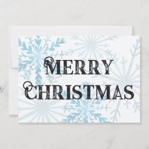 Merry Christmas Minimalist Snowflake Light Blue Holiday Card