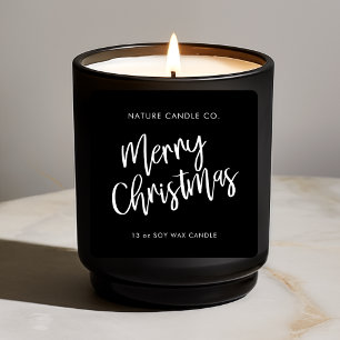 Merry Christmas Minimalist Soy Candle   Modern  Square Sticker