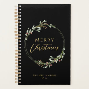 Merry Christmas Minimalist Wreath Black Planner