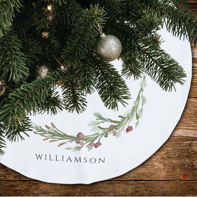 Merry Christmas Minimalist Wreath Brushed Polyester Tree Skirt (Creator Uploaded)