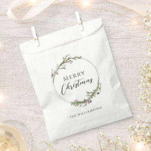Merry Christmas Minimalist Wreath Favour Bags