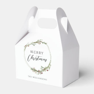 Merry Christmas Minimalist Wreath Favour Box