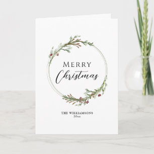 Merry Christmas Minimalist Wreath Holiday Card