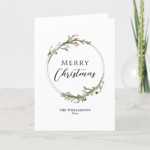 Merry Christmas Minimalist Wreath Holiday Card