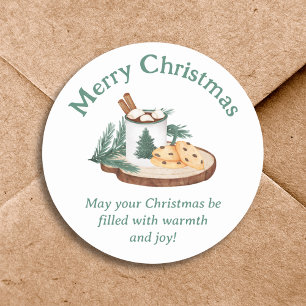 merry christmas mint green holiday simple classic round sticker