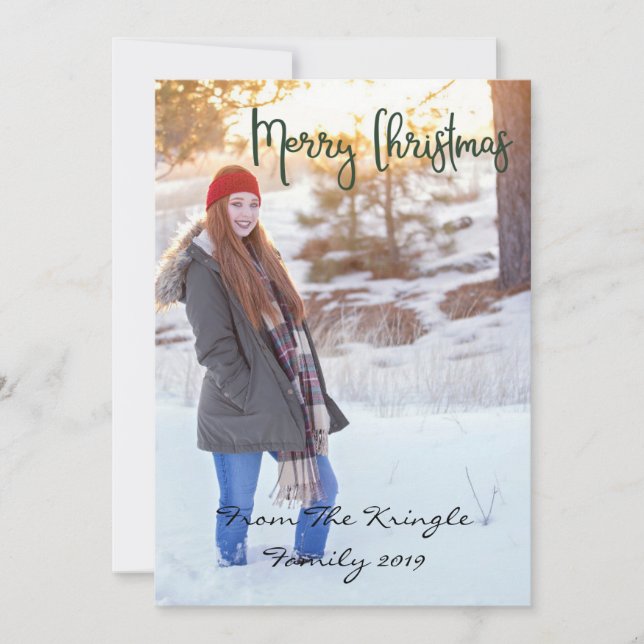 Merry Christmas Mint Polka Dots Holiday Card (Front)