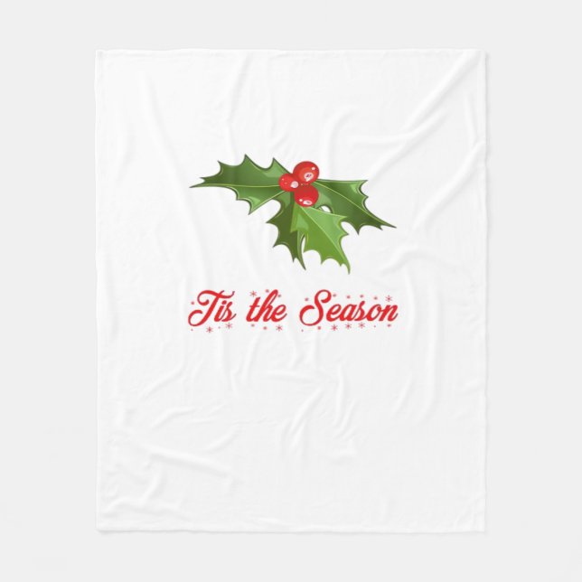 Merry Christmas Mistletoe Fleece Blanket (Front)