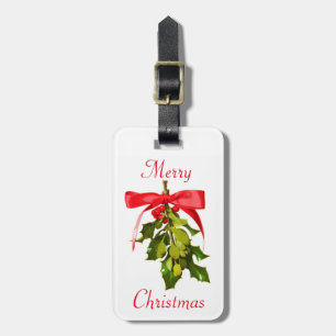 Merry Christmas mistletoe Luggage Tag