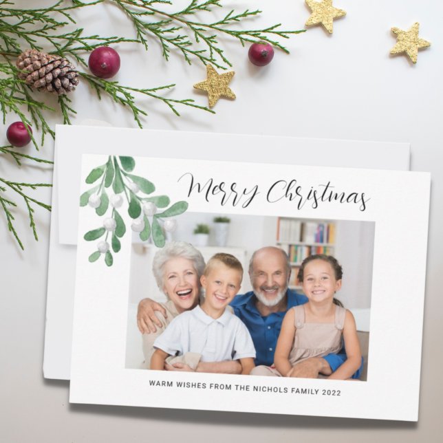 Merry Christmas Mistletoe Photo Holiday Card (Creator Uploaded)