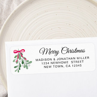 Merry Christmas Mistletoe Return Address 