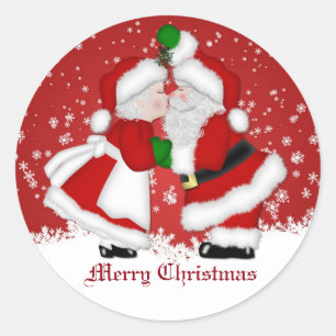 Merry Christmas Mistletoe Santa Stickers