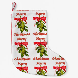 merry christmas mistletoe small christmas stocking