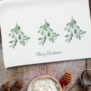 Merry Christmas Mistletoe Tea Towel