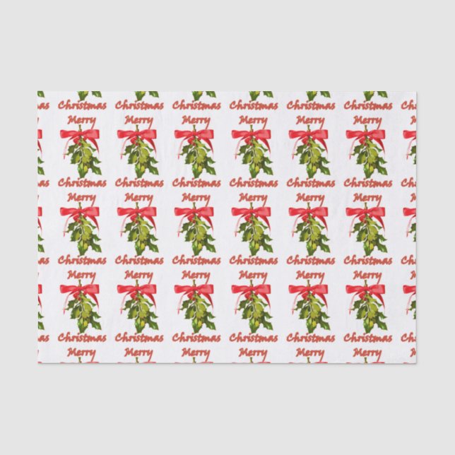 Merry Christmas mistletoe Tissue Paper (Front)