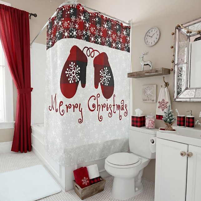 Merry Christmas mittens Shower Curtain (Creator Uploaded)