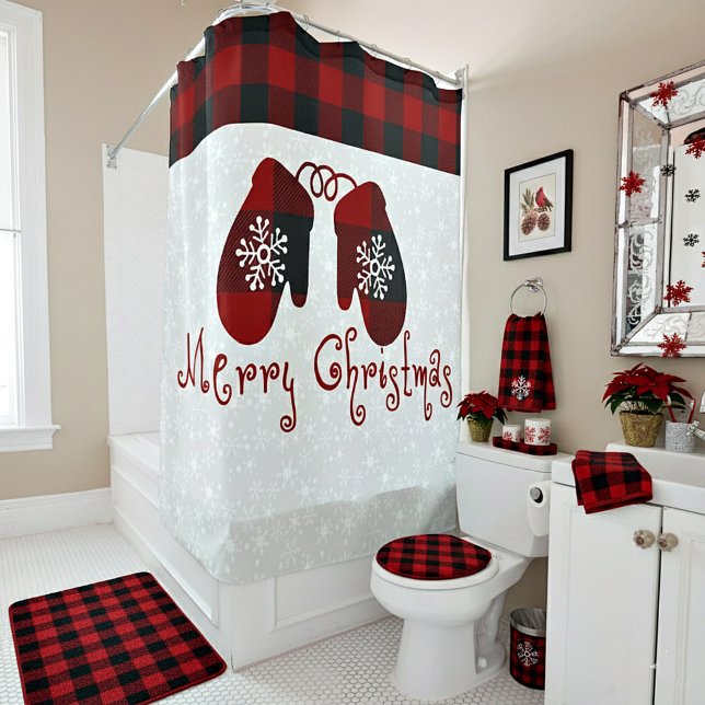 Merry Christmas mittens Shower Curtain (Creator Uploaded)