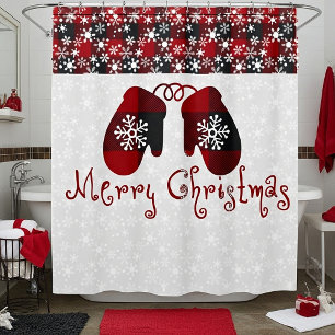 Merry Christmas mittens Shower Curtain